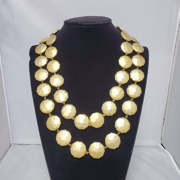 Gap double strand matt gold hammered disc necklace - Picture 2 of 7
